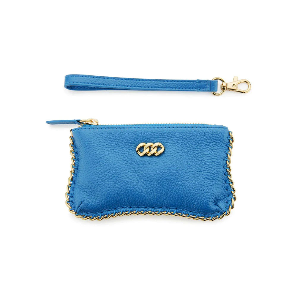 LEATHER PURSE - BLUE & ANTIQUE SILVER