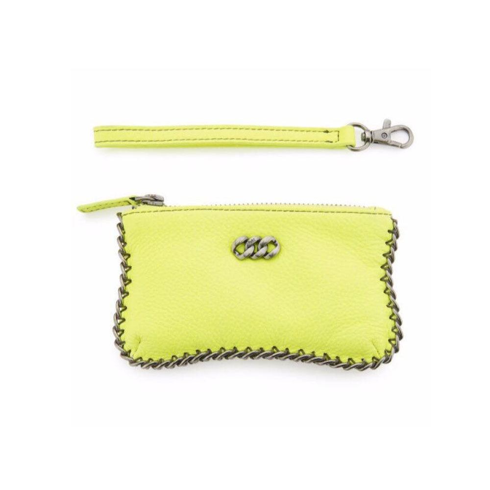 LEATHER PURSE - NEON YELLOW & ANTIQUE SILVER